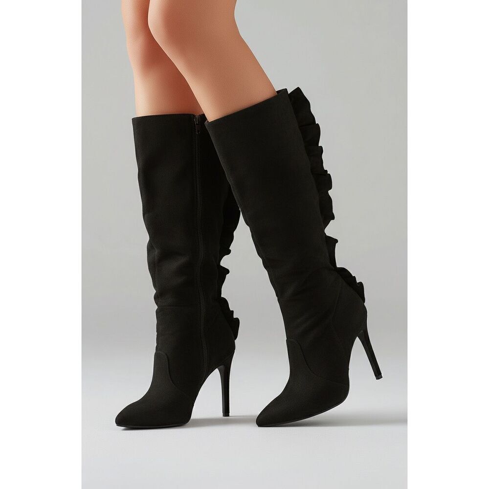 ShoeDazzle Tinley Heeled Boots black size 8